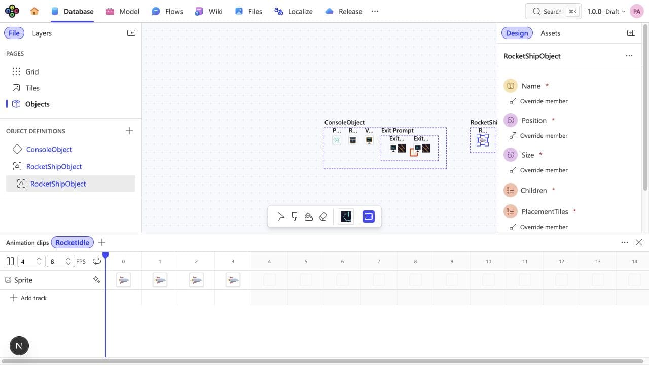 Neo Compose live animation preview showing the rocket idle animation